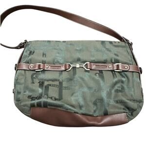 Etienne Aigner Y2K Green Brown Shoulder/Crossbody Bag Horsebit Buckle Front